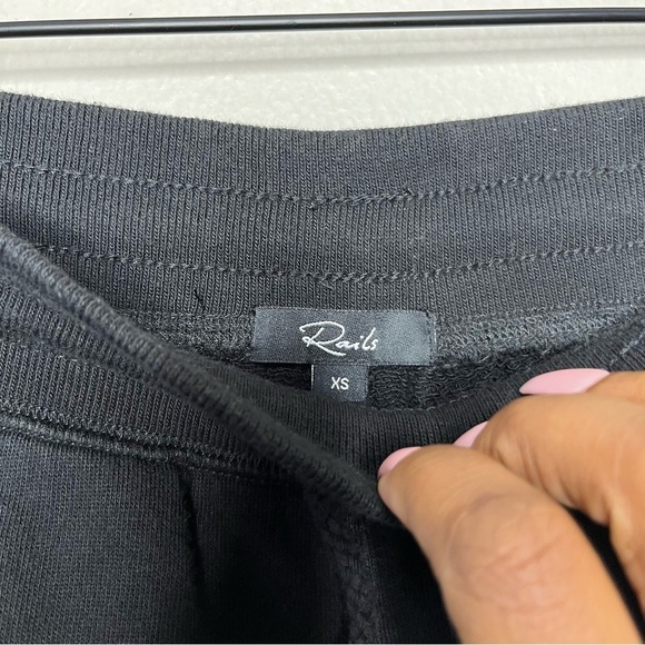 Rails Women Joggers Pants XS Black Kingston Side Stripe Velvet Pull On - Picture 6 of 12